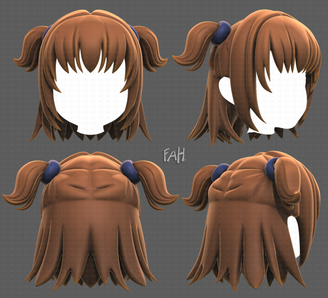 Base Hair for girl V07 3D 모델 .c4d .max .obj .3ds .fbx .stl .blend 