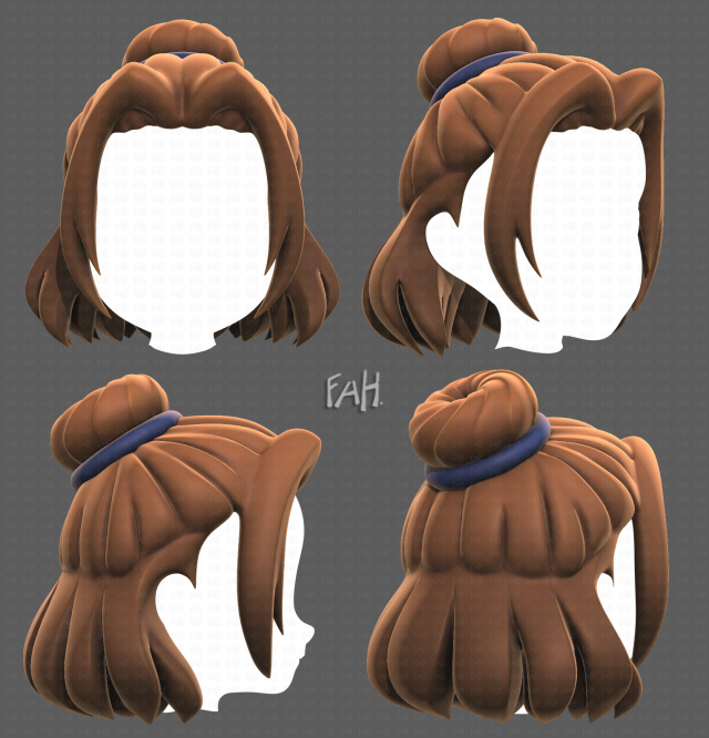 Base Hair for girl V08 3Dモデル .c4d .max .obj .3ds .fbx .stl .blend 