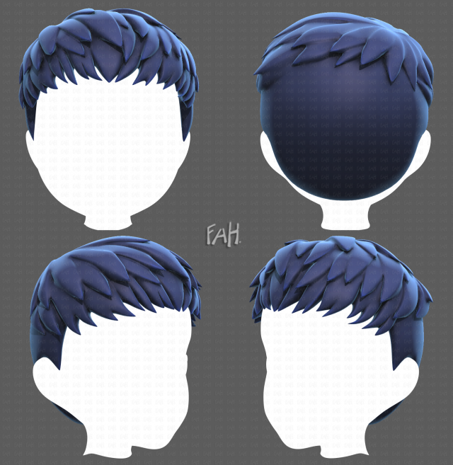 Base Hair for Boy V08 3D 모델 .c4d .max .obj .3ds .fbx .stl .blend 