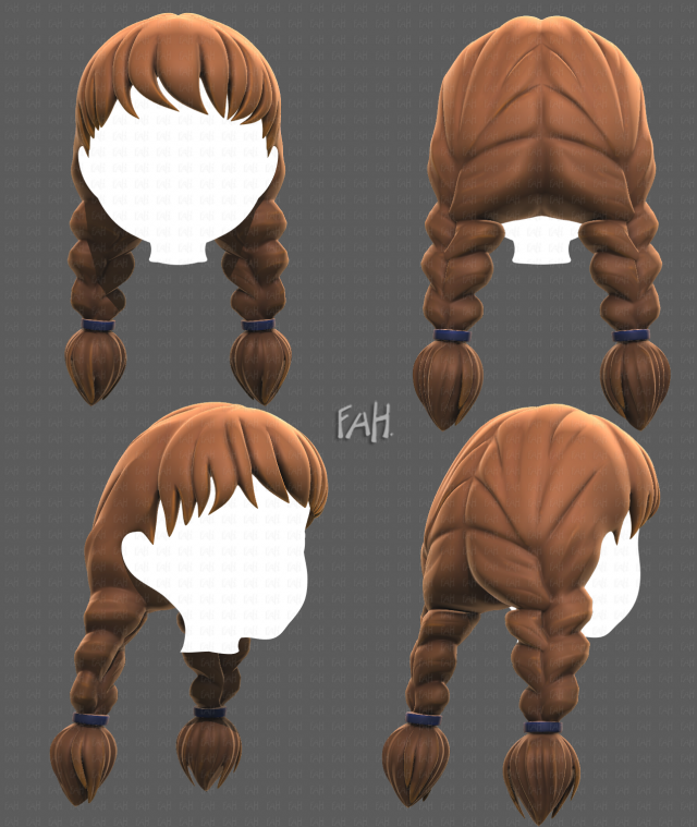 Base Hair for girl V09 3D Model .c4d .max .obj .3ds .fbx .stl .blend 