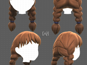 Base Hair for girl V09 3D मॉडल