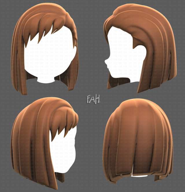 Base Hair for girl V11 3D Модель .c4d .max .obj .3ds .fbx .stl .blend 