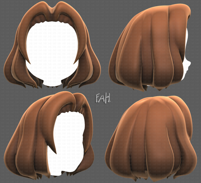 Base Hair for girl V12 Modelo 3D .c4d .max .obj .3ds .fbx .stl .blend 