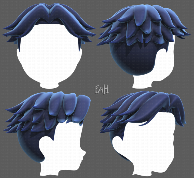 Base Hair for Boy V11 3D Model .c4d .max .obj .3ds .fbx .stl .blend 