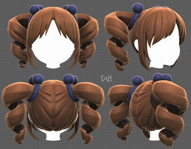 Base Hair for girl V13 3D Model .c4d .max .obj .3ds .fbx .stl .blend