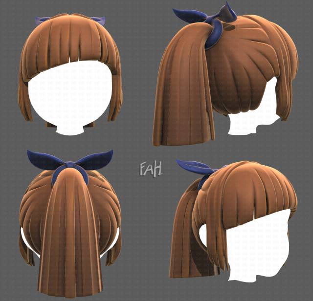 Base Hair for girl V14 3D Model .c4d .max .obj .3ds .fbx .stl .blend 