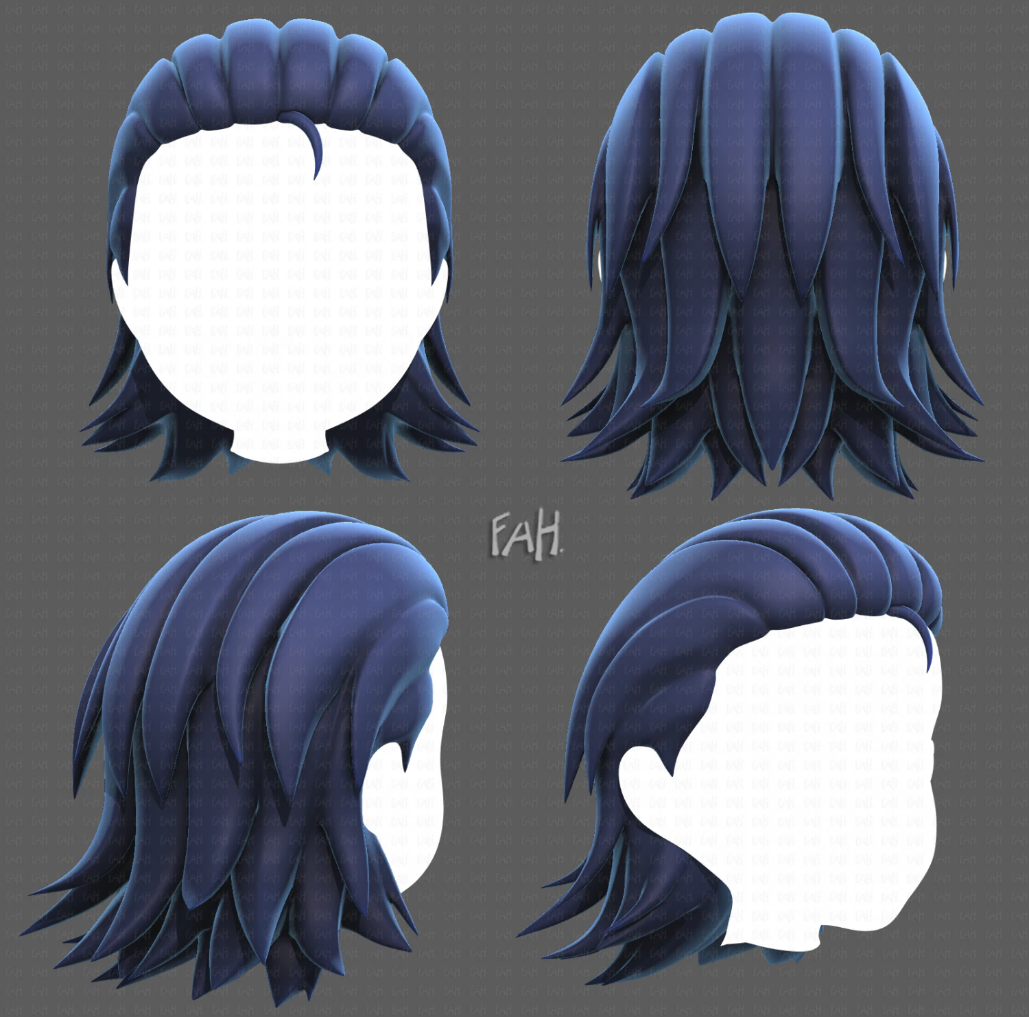 Base Hair for Boy V13 3D Model .c4d .max .obj .3ds .fbx .stl .blend 