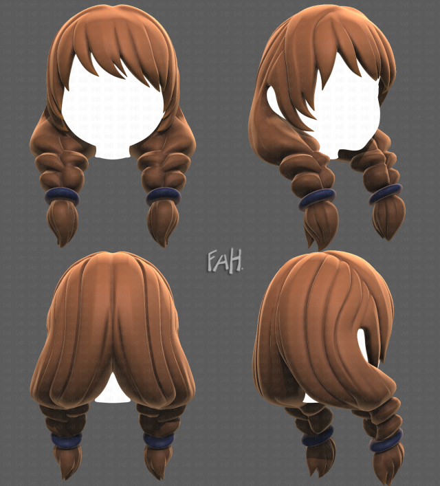 Base Hair for girl V15 3D 모델 .c4d .max .obj .3ds .fbx .stl .blend 