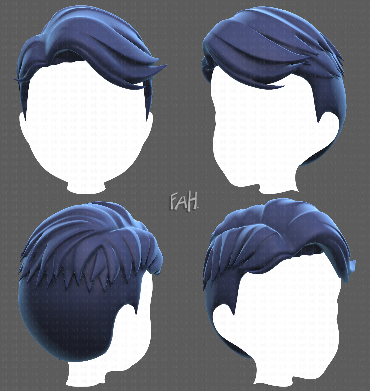 Base Hair for Boy V16 3D Model .c4d .max .obj .3ds .fbx .stl .blend