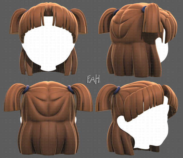 Base Hair for girl V17 Modelo 3D .c4d .max .obj .3ds .fbx .stl .blend 