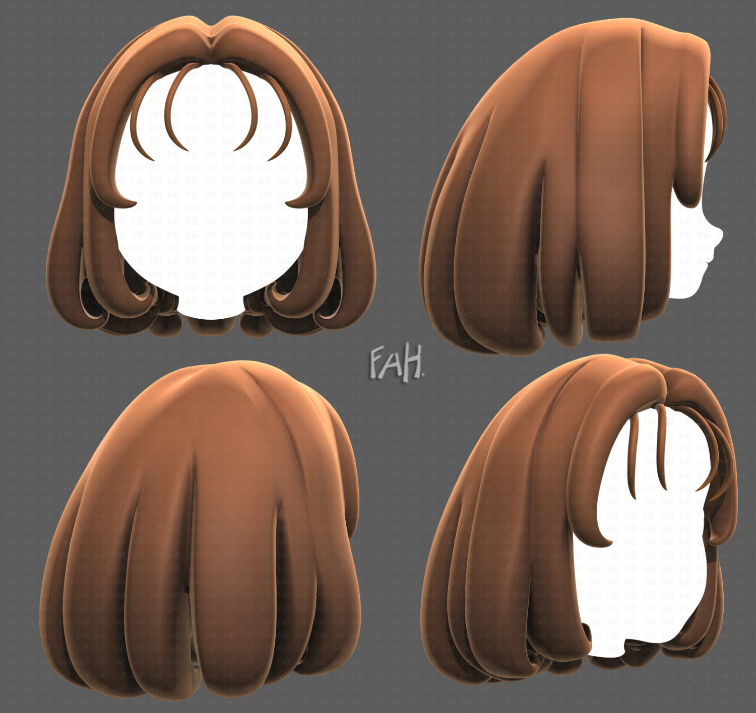 Base Hair for girl V19 3D Model .c4d .max .obj .3ds .fbx .stl .blend