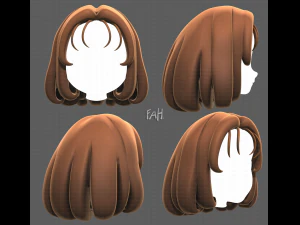 女孩基础发型V19 3D 模型