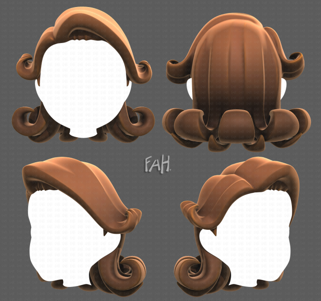 Base Hair for girl V20 3D Model .c4d .max .obj .3ds .fbx .stl .blend 