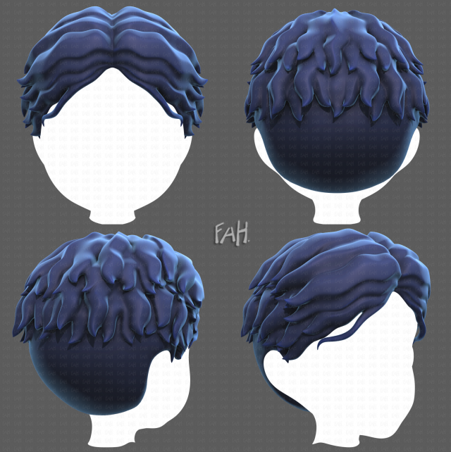 Base Hair for Boy V19 Model 3D .c4d .max .obj .3ds .fbx .stl .blend 