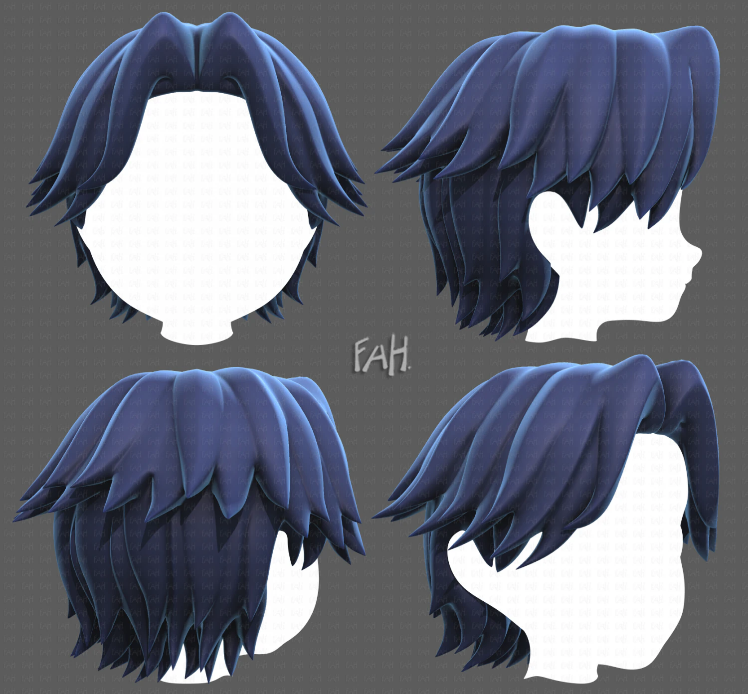 Base Hair for Boy V20 3D Model .c4d .max .obj .3ds .fbx .stl .blend