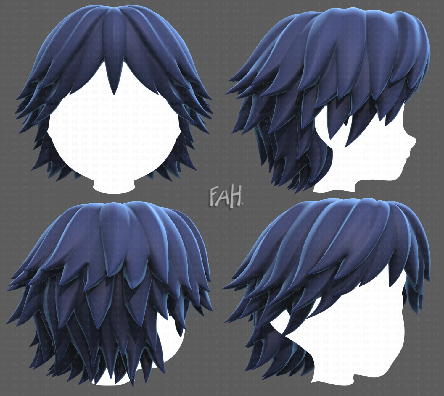 Base Hair for Boy V21 3D Model .c4d .max .obj .3ds .fbx .stl .blend