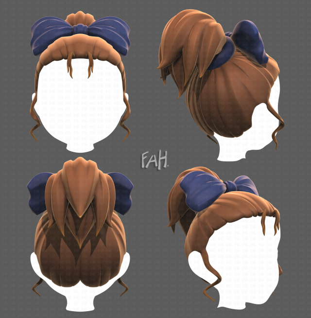 Base Hair for girl V23 3D Модель .c4d .max .obj .3ds .fbx .stl .blend