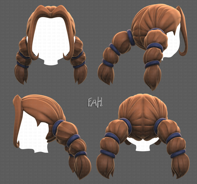 Base Hair for girl V24 Model 3D .c4d .max .obj .3ds .fbx .stl .blend