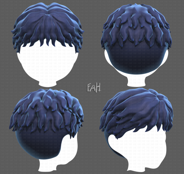 Base Hair for Boy V25 3D 模型 .c4d .max .obj .3ds .fbx .stl .blend 