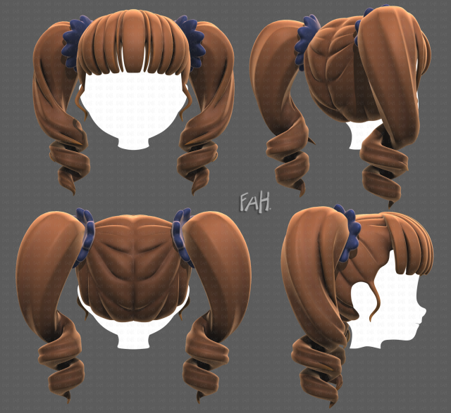 Base Hair for girl V27 3Dモデル .c4d .max .obj .3ds .fbx .stl .blend 
