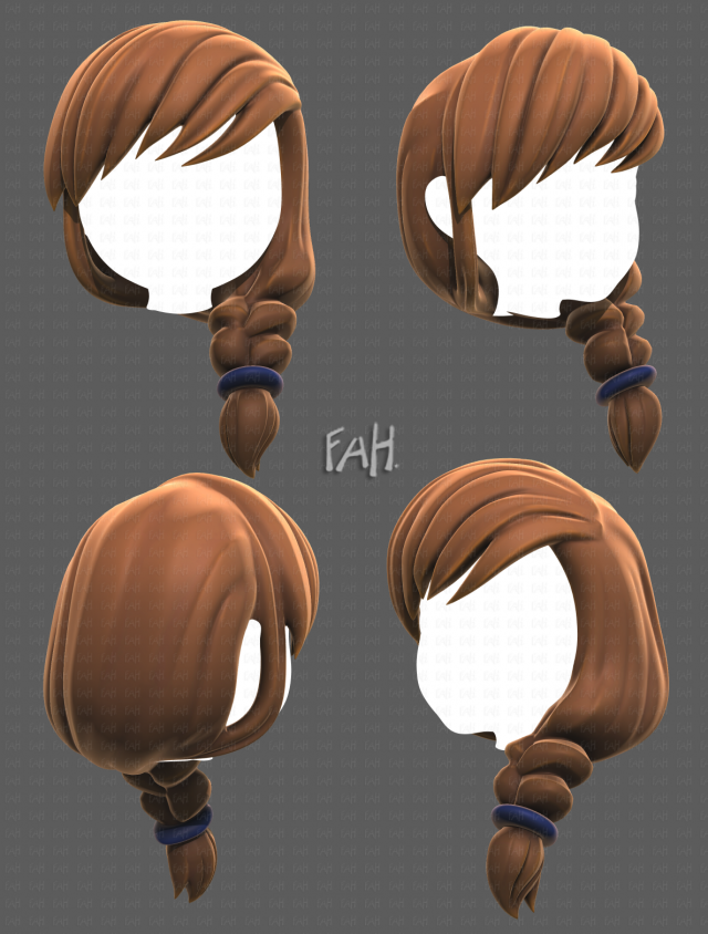 Base Hair for girl V30 3D Model .c4d .max .obj .3ds .fbx .stl .blend 