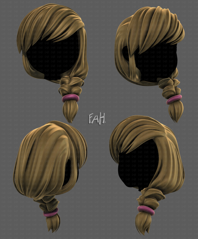 3D Hair style for girl V108 3D 模型 .c4d .max .obj .3ds .fbx .stl .blend