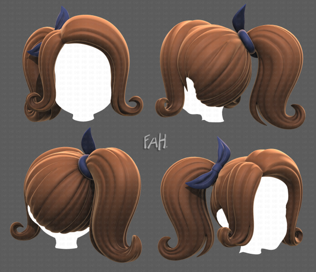 Base Hair for girl V32 3D 모델 .c4d .max .obj .3ds .fbx .stl .blend 