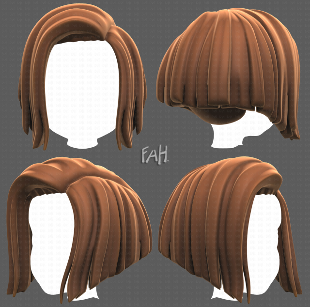 Base Hair for girl V33 3D Model .c4d .max .obj .3ds .fbx .stl .blend 