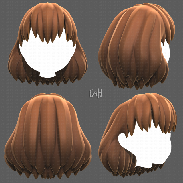 Base Hair for girl V34 3D मॉडल .c4d .max .obj .3ds .fbx .stl .blend 