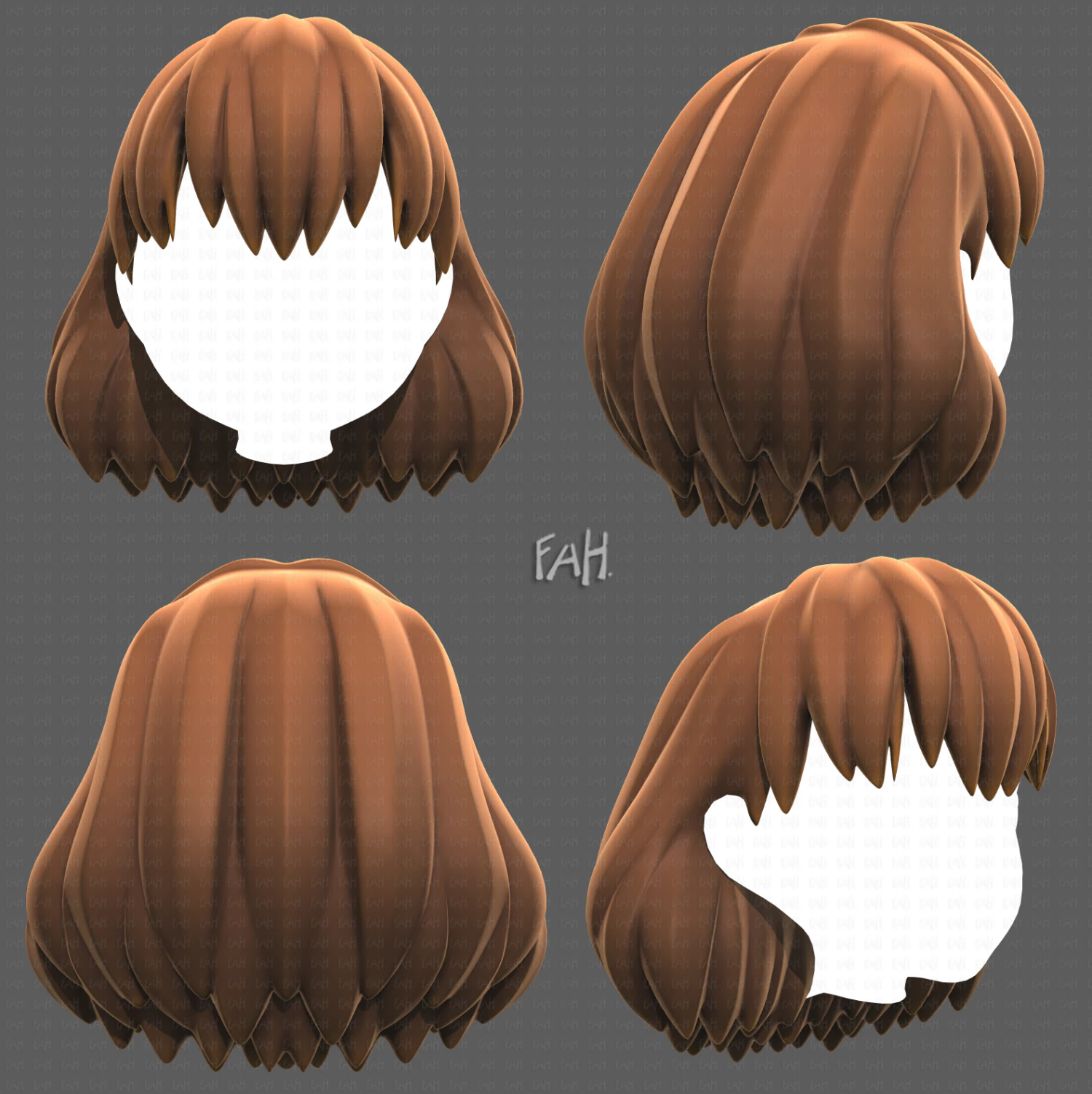 Base Hair for girl V34 3D Model .c4d .max .obj .3ds .fbx .stl .blend 