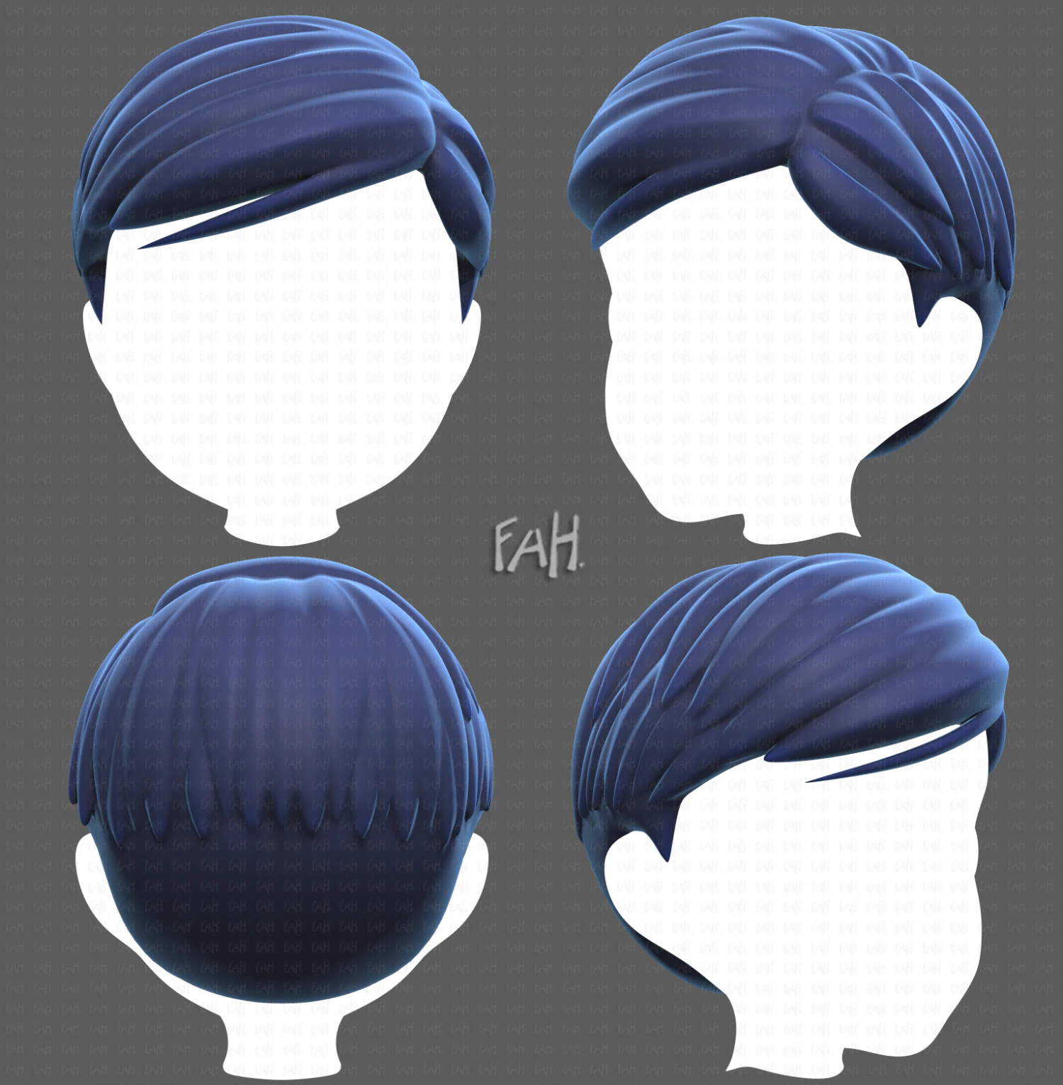 Base Hair for Boy V33 3D Model .c4d .max .obj .3ds .fbx .stl .blend 