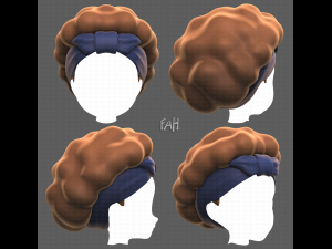 Base Hair for girl V35 3D Model