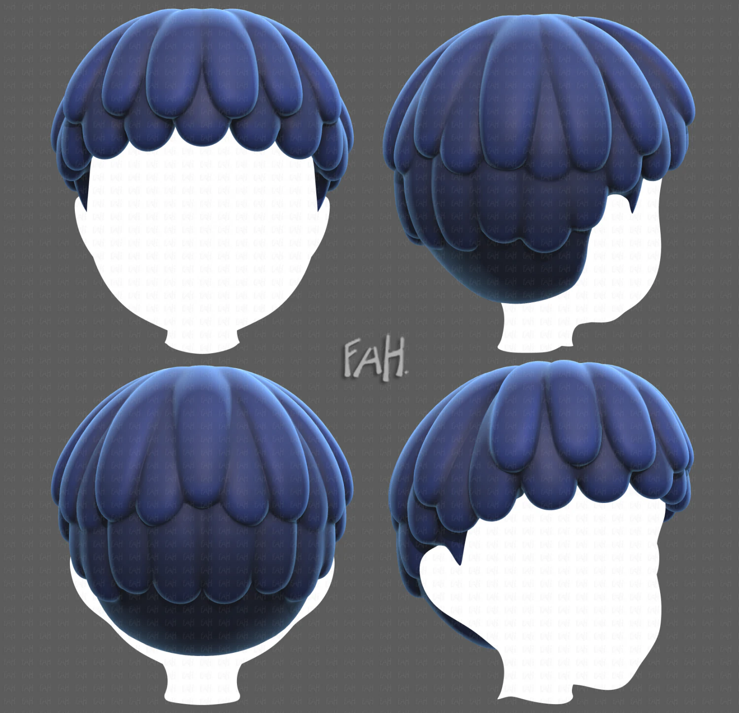 Base Hair for Boy V36 3D Model .c4d .max .obj .3ds .fbx .stl .blend 