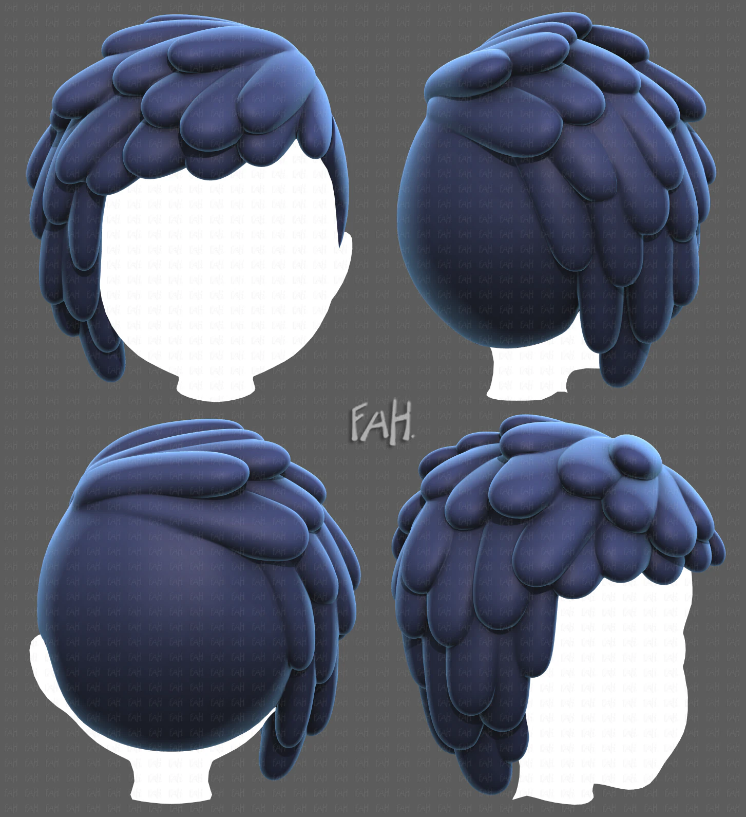 Base Hair for Boy V38 3D Model .c4d .max .obj .3ds .fbx .stl .blend 