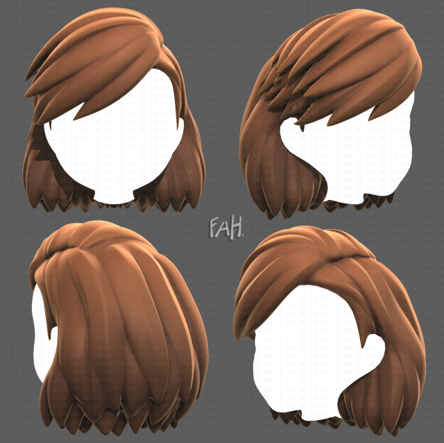 Base Hair for girl V39 Modelo 3D .c4d .max .obj .3ds .fbx .stl .blend 