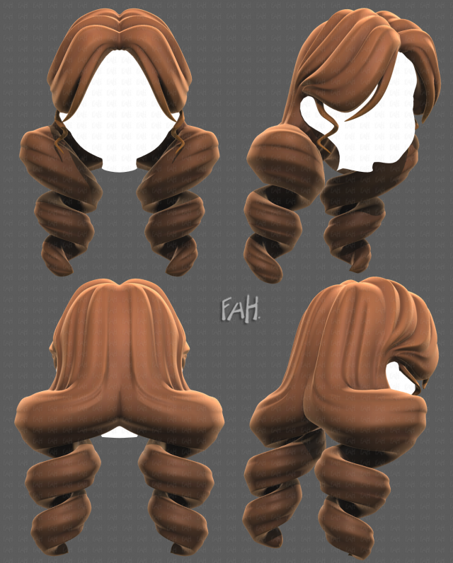 Base Hair for girl V43 Modelo 3D .c4d .max .obj .3ds .fbx .stl .blend 