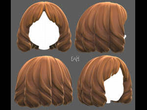Base Hair for girl V44 3D-Modell