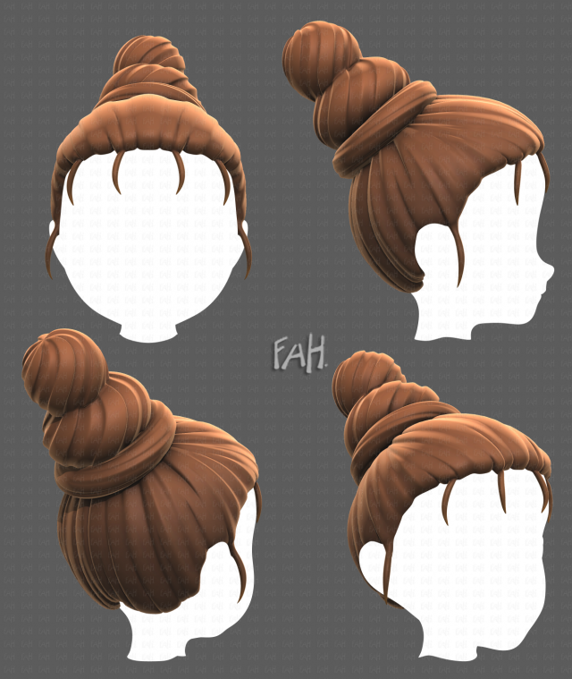 Base Hair for girl V45 Model 3D .c4d .max .obj .3ds .fbx .stl .blend 
