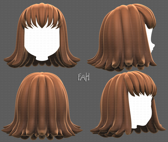 Base Hair for girl V47 3D मॉडल .c4d .max .obj .3ds .fbx .stl .blend 