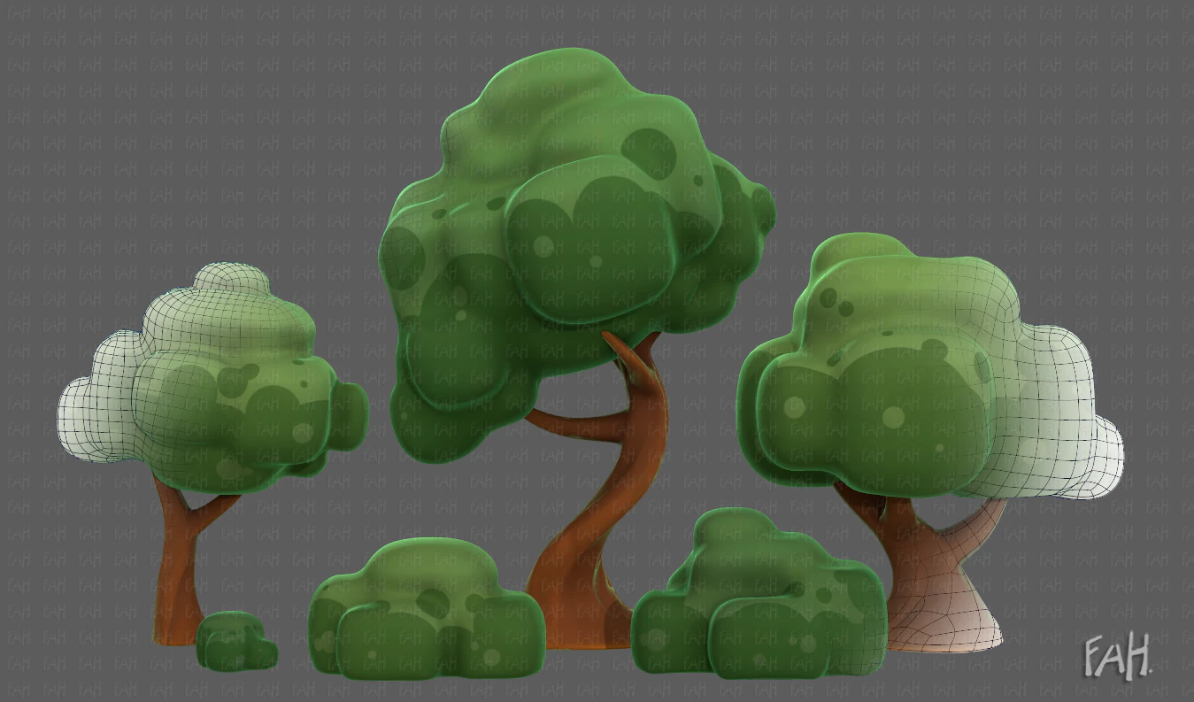 Trees Cartoon V15 3D Model .c4d .max .obj .3ds .fbx .stl .blend 