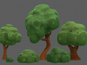 Trees Cartoon V15 3D Model