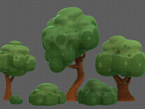 Trees Cartoon V15 3D Model