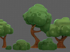 Trees Cartoon V15 3D Model