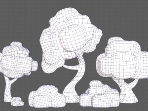 Trees Cartoon V15 3D Model