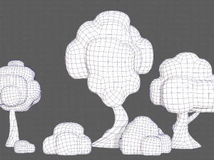 Trees Cartoon V15 3D Model