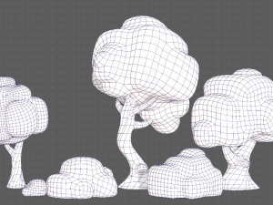 Trees Cartoon V15 3D Model