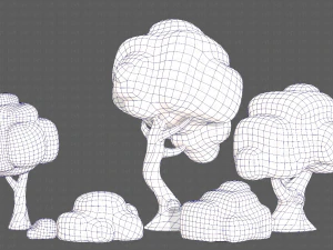 Trees Cartoon V15 3D Model