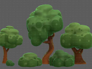 Trees Cartoon V15 3D Model