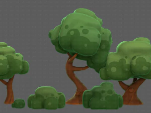 Trees Cartoon V15 3D Model