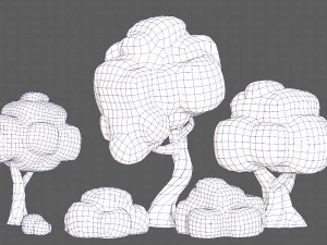 Trees Cartoon V15 3D Model